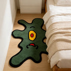 Green One-Eyed Monster Irregular Area Rug
