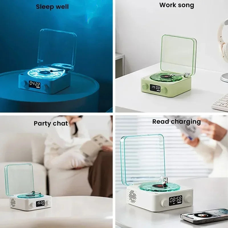 Retro Turntable Bluetooth Speaker with White Noise