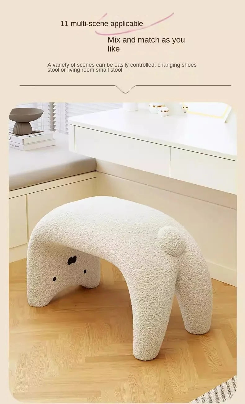 Cute Animal Plush Ottoman Stool