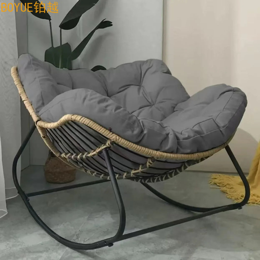 Oversized Cushioned Metal Rocking Chair