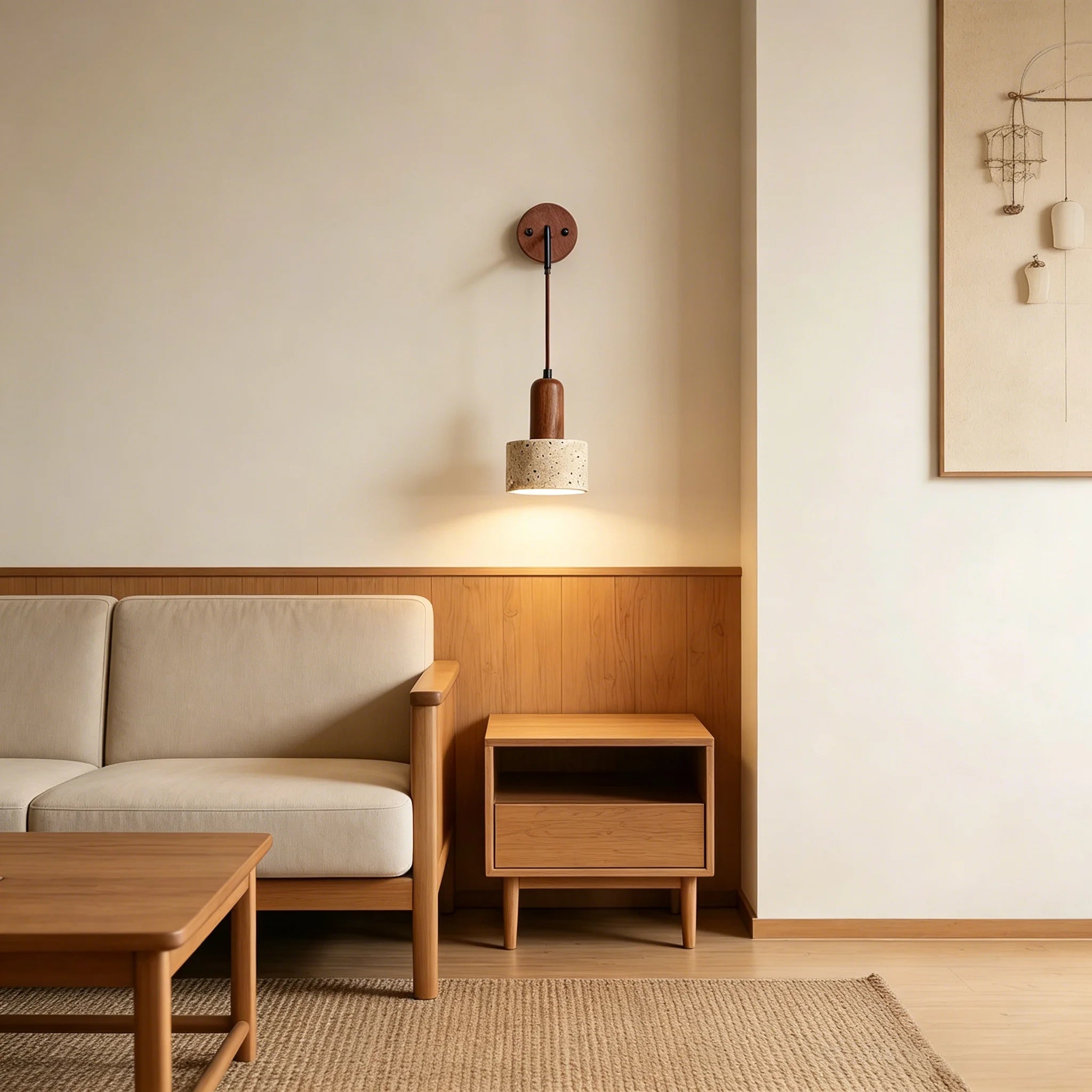 Yellow Travertine Stone Wall Lamp