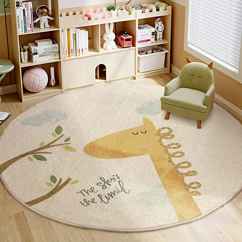 Cartoon Lion Round Plush Area Rug