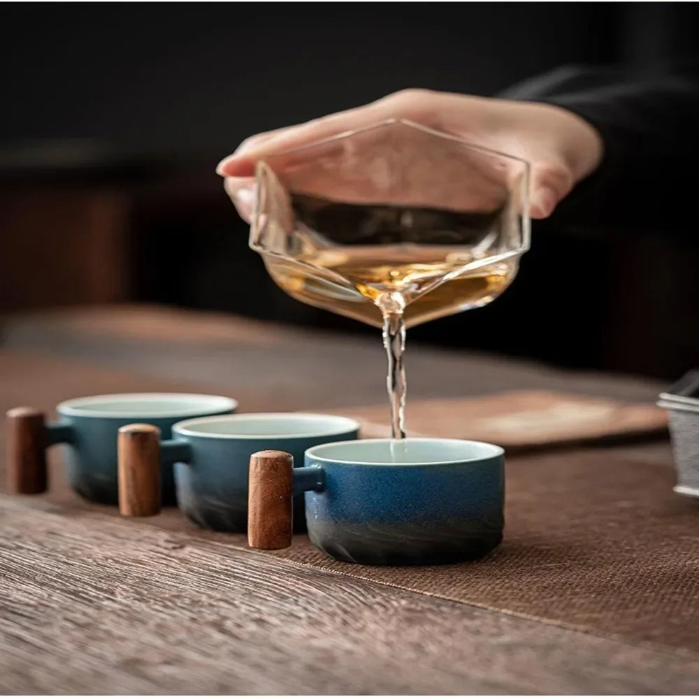 Handmade Ceramic Cup with Wooden Handle