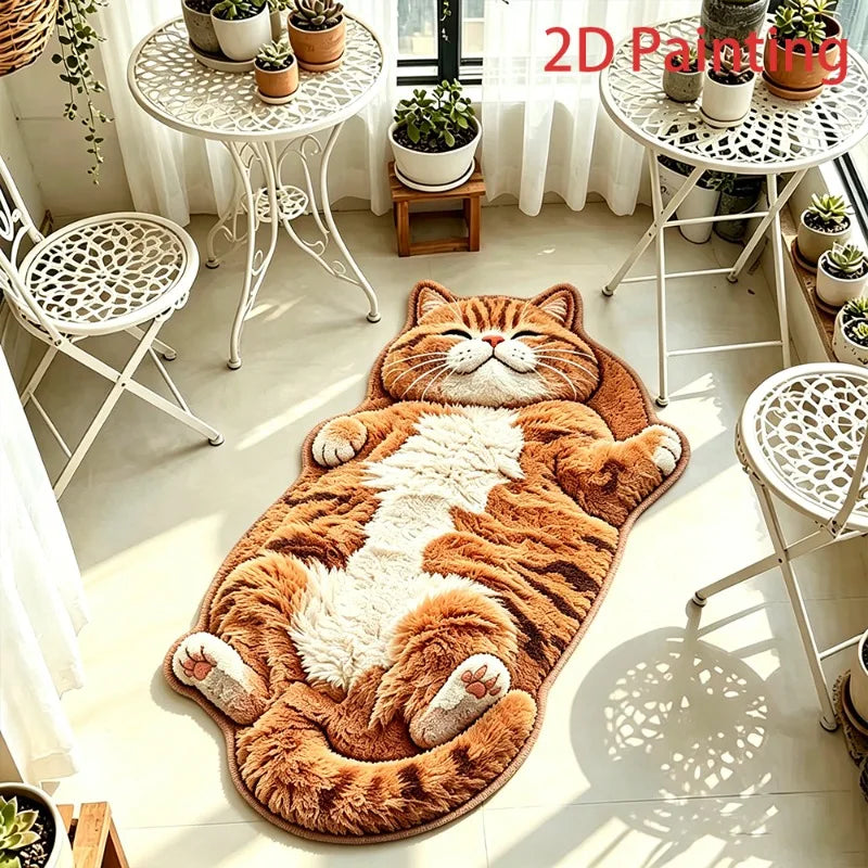 Cute Cat-Shaped Fleece Area Rug