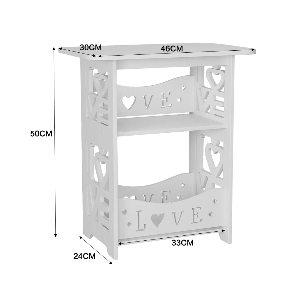 2-Tier PVC Side Table Nightstand
