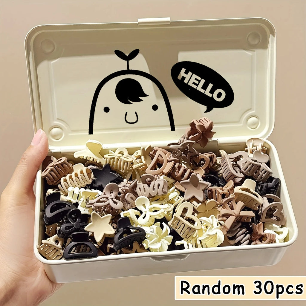 Mini Beige Hair Claw Clip Set