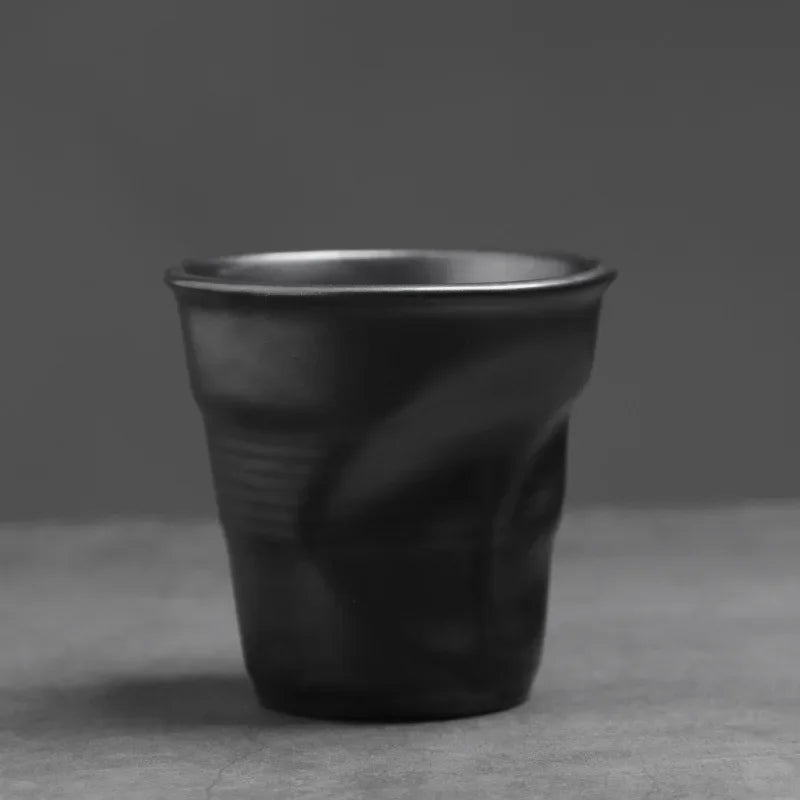 Hand-Pinched Pleated Stoneware Coffee Cup