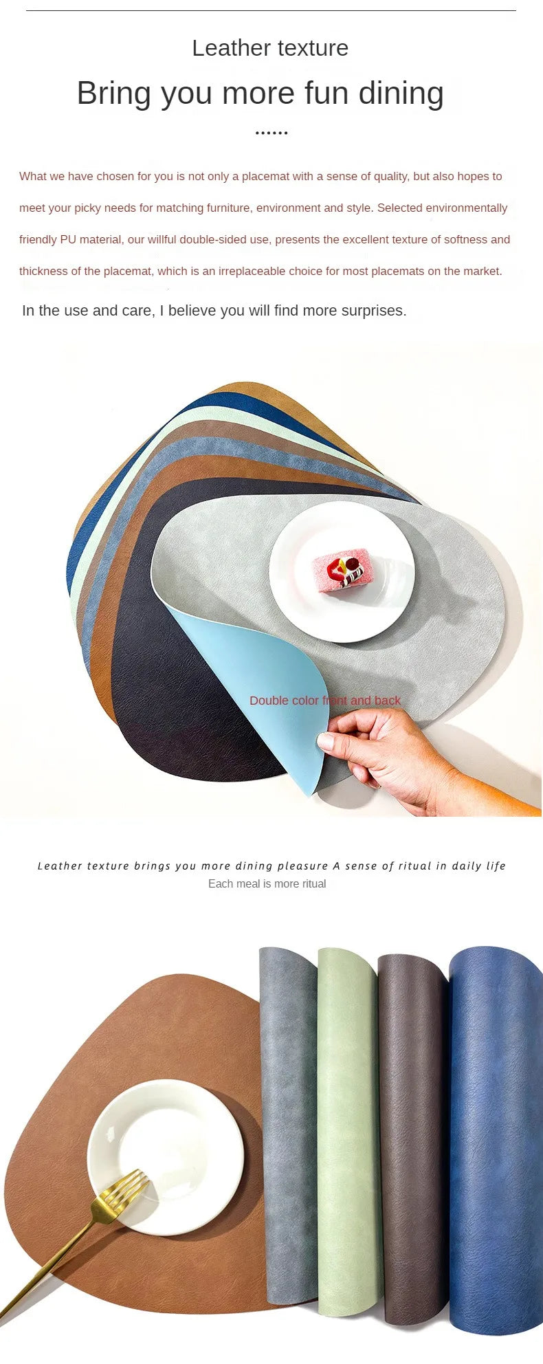 Double-Sided PU Leather Placemat