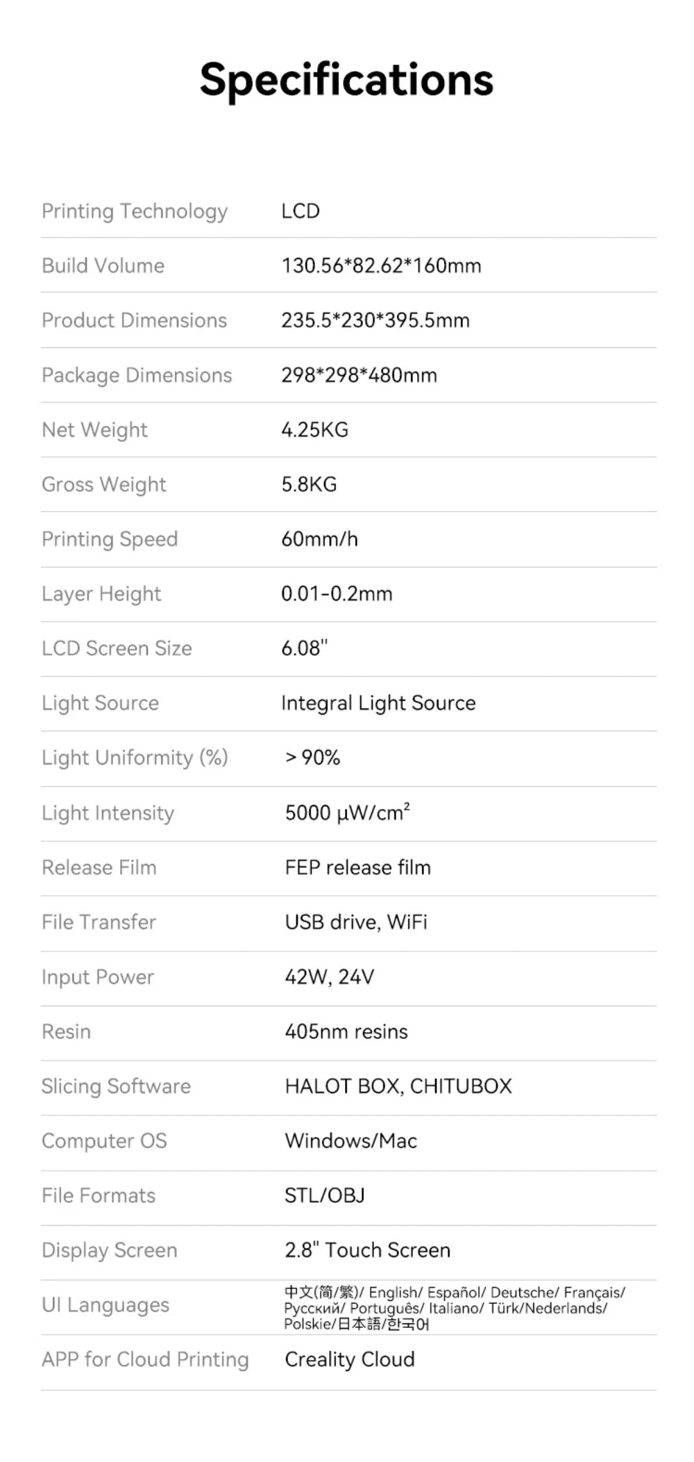 Creality HALOT R6 2K Resin 3D Printer