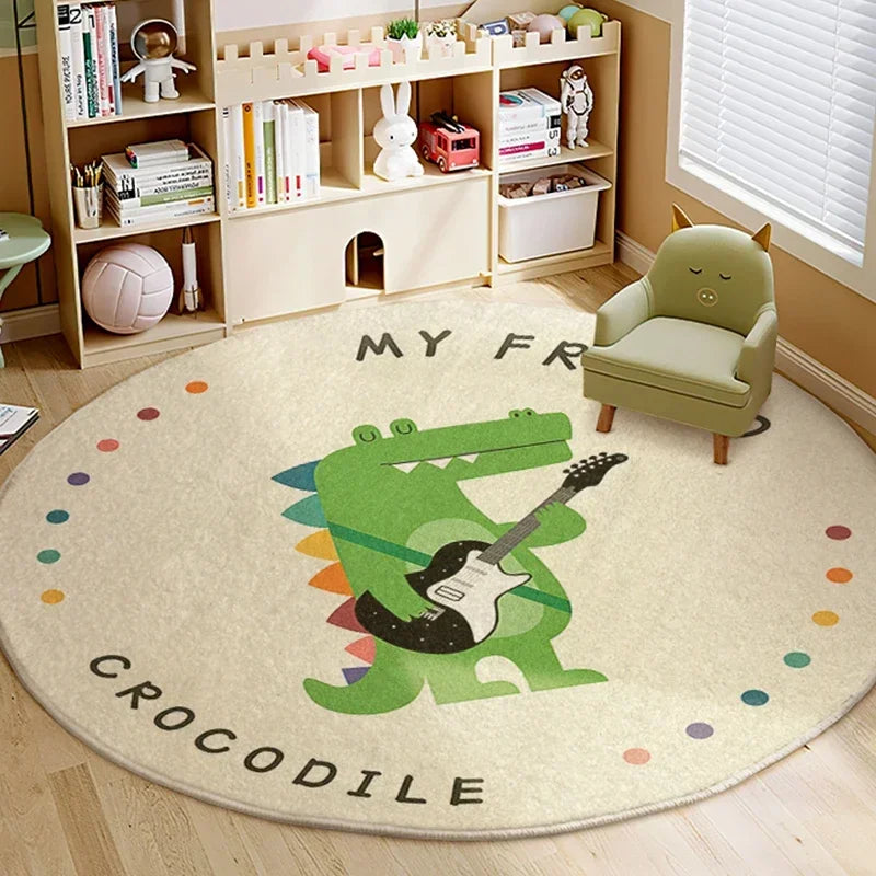 Cartoon Lion Round Plush Area Rug