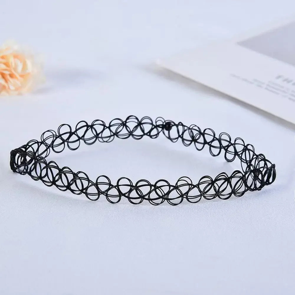 Vintage Black Braided Choker Necklace