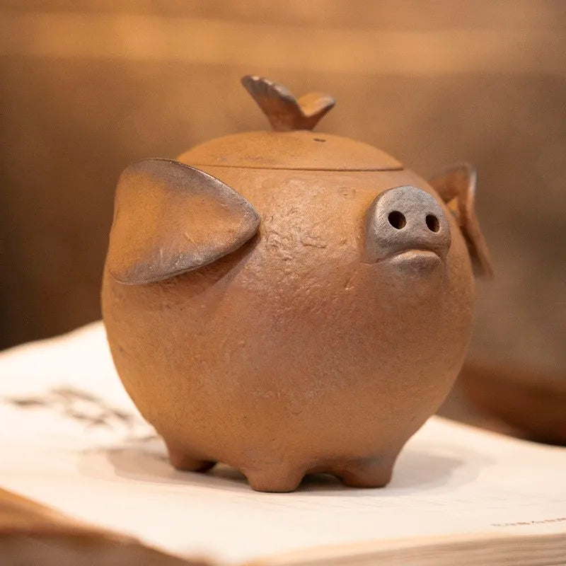 Retro Pig-Shaped Rough Pottery Teapot 160ml