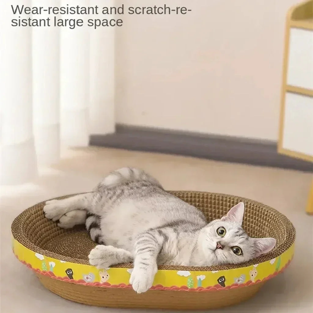 Oval Corrugated Cardboard Cat Scratcher Bed