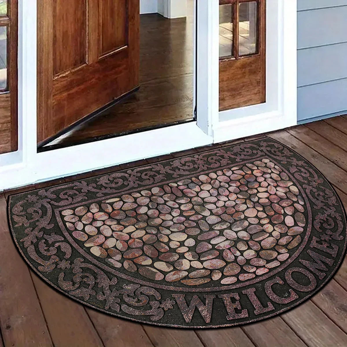 VIKAMA Semi-Circular Mosaic Non-Slip Door Mat