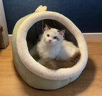 Foldable Cat Cave Bed with Removable Cushion