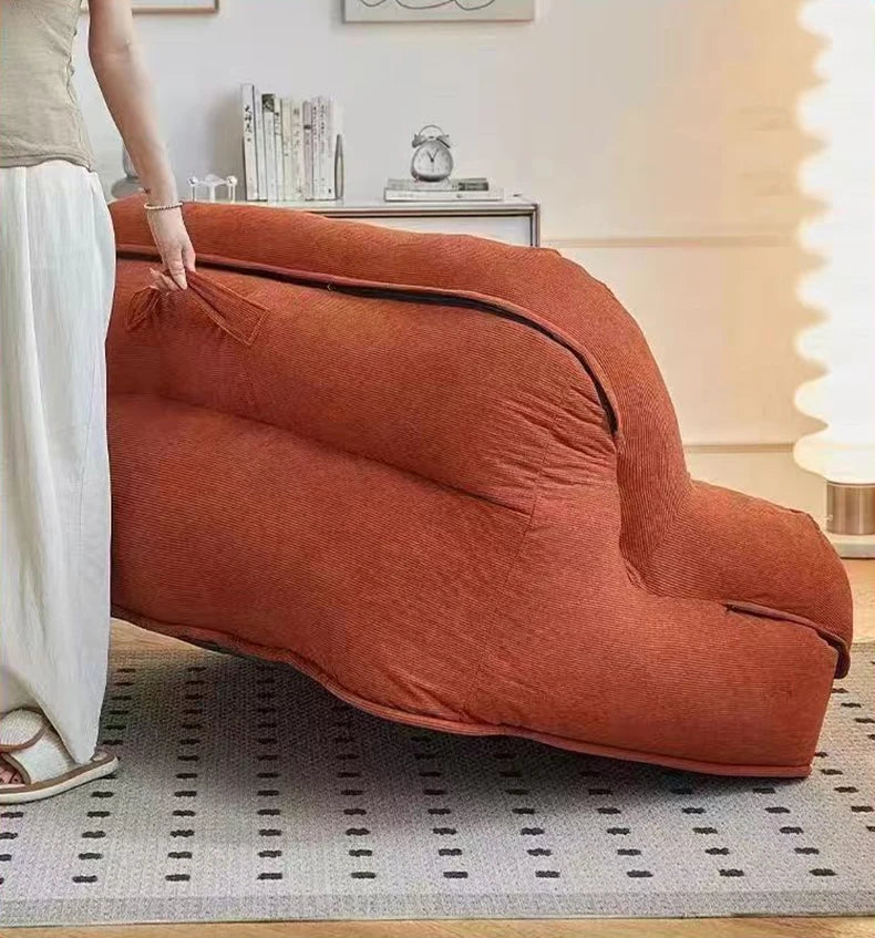 Double Corduroy Lounge Sofa with Footstools