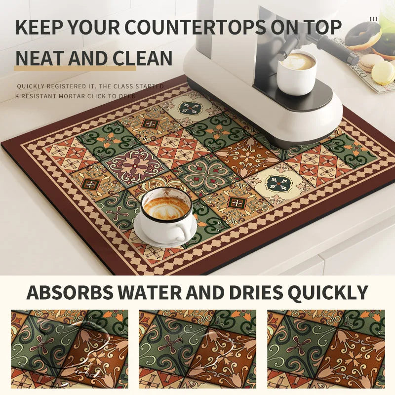 Quick-Dry Diatomite Coffee Machine & Dish Drying Mat