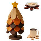 Foldable Christmas Tree Wooden Trivet Set
