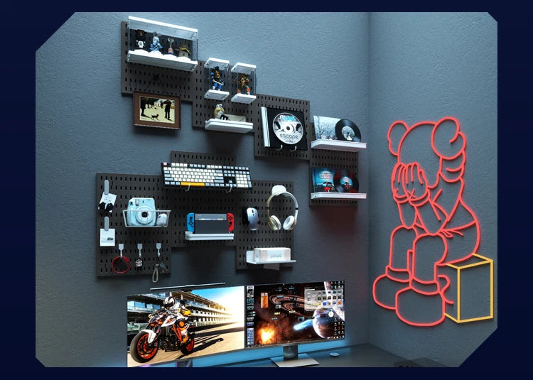 No-Drill Gaming Pegboard Wall Organizer