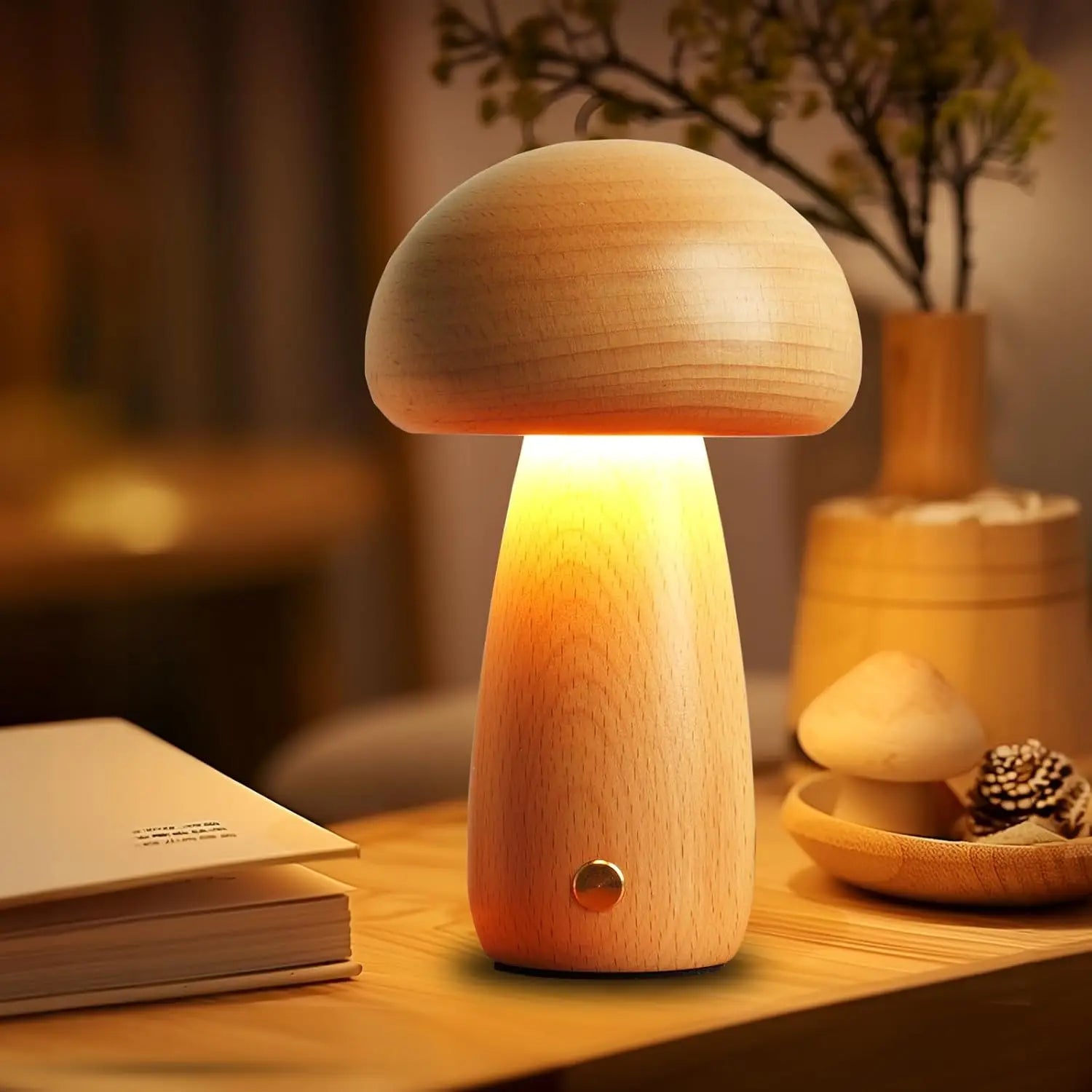 Wooden Mushroom Night Light