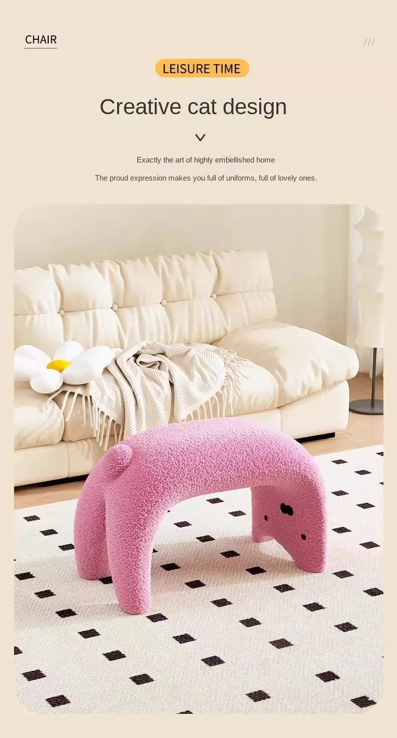 Cute Animal Plush Ottoman Stool