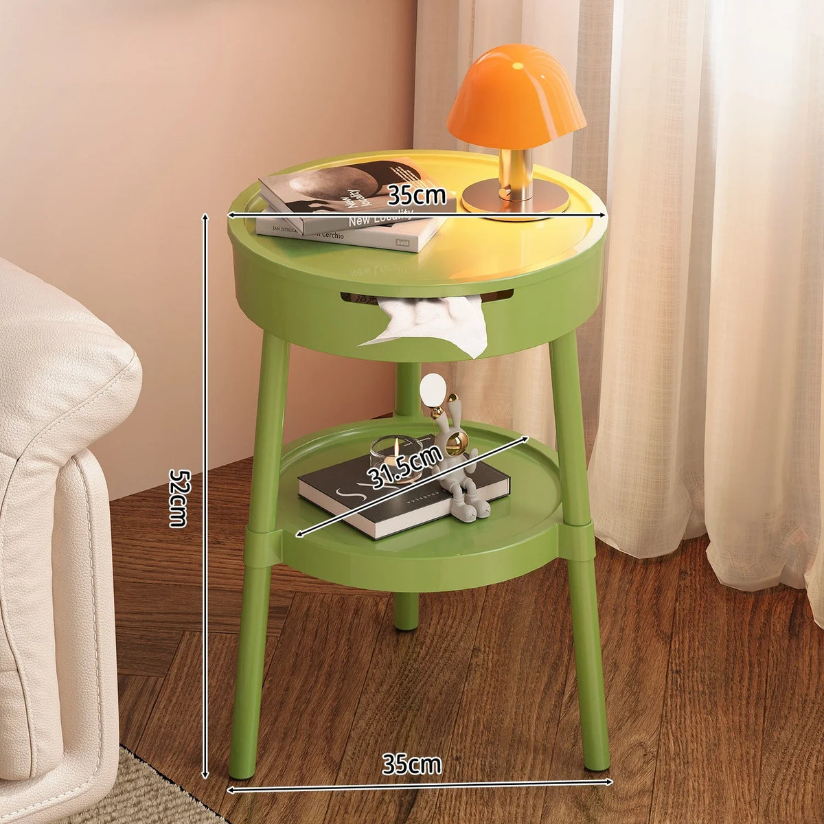 White Round Plastic Side Coffee Table