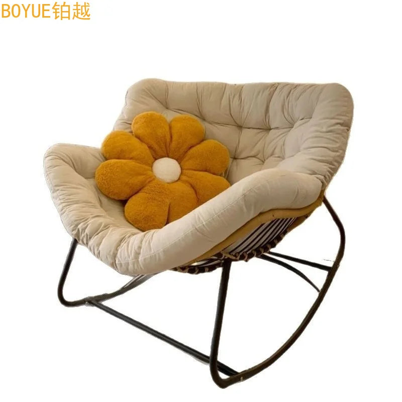 Oversized Cushioned Metal Rocking Chair