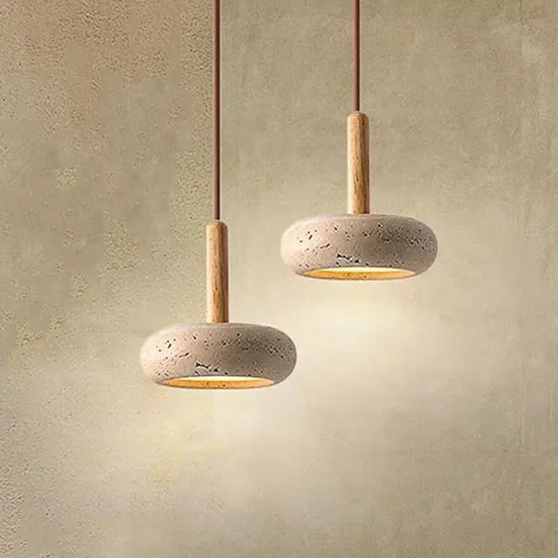 Wabi-Sabi Circular Stone Pendant Light