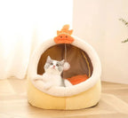 Foldable Cat Cave Bed with Removable Cushion