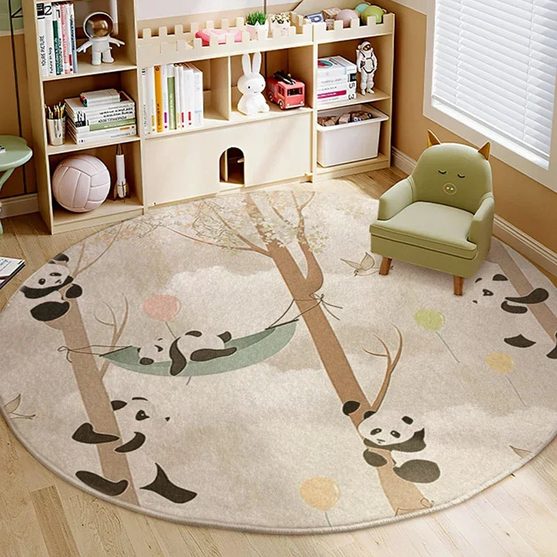 Cartoon Lion Round Plush Area Rug