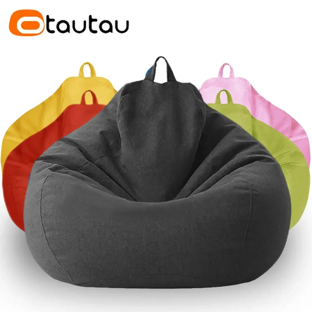 Filled 70 cm Cotton-Linen Bean Bag Chair
