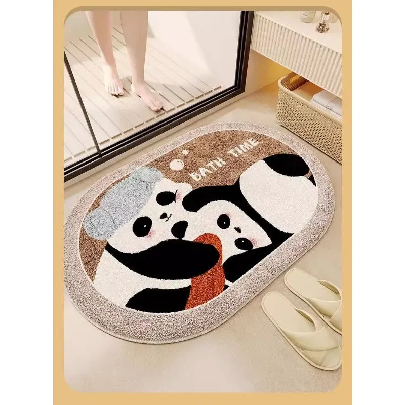 Cartoon Panda Imitation-Cashmere Floor Mat