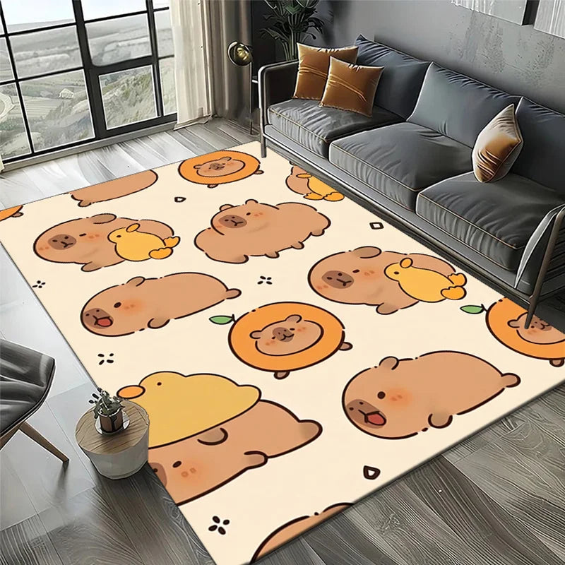 Cute Capybara Cartoon Area Rug
