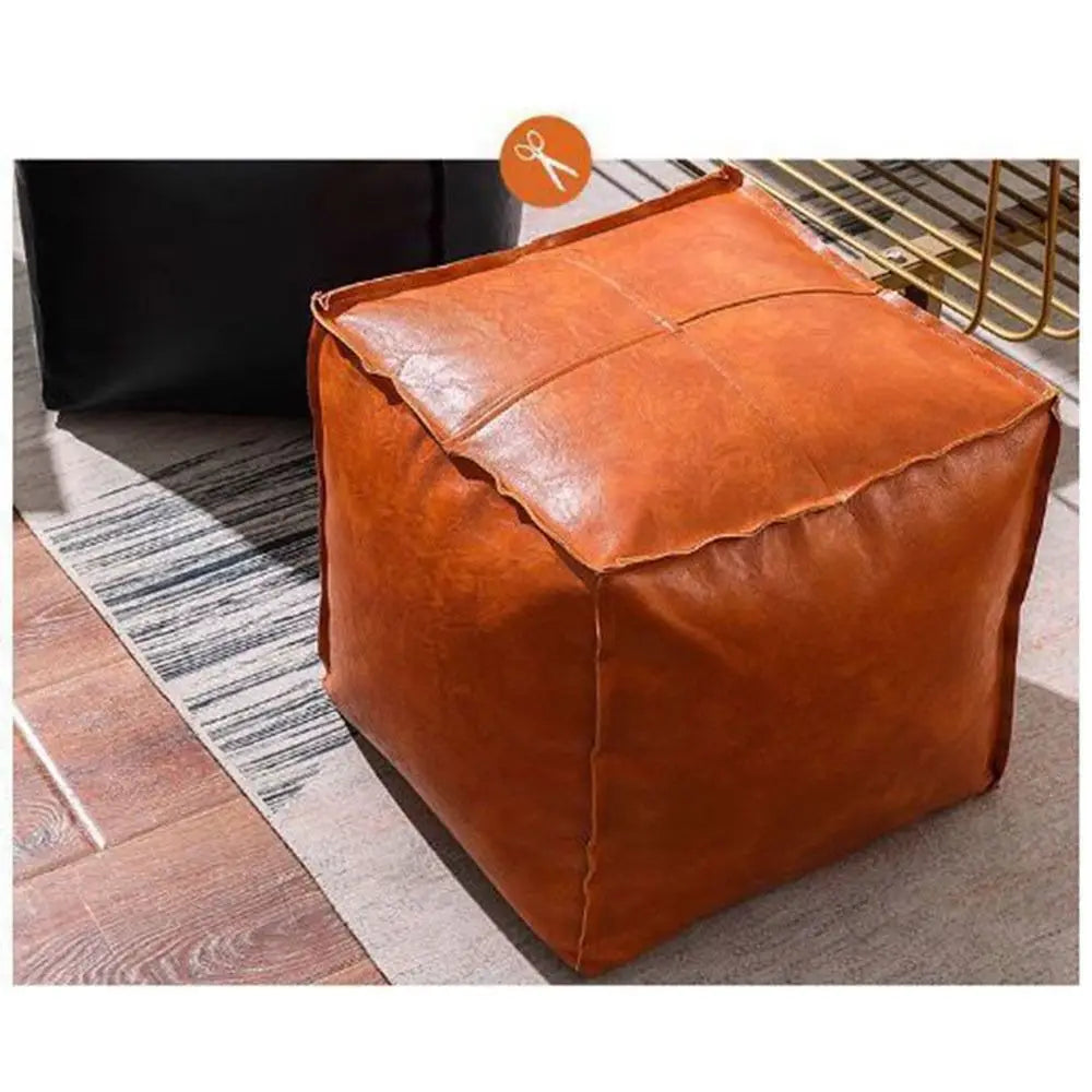 Unstuffed PU Leather Storage Ottoman Cover