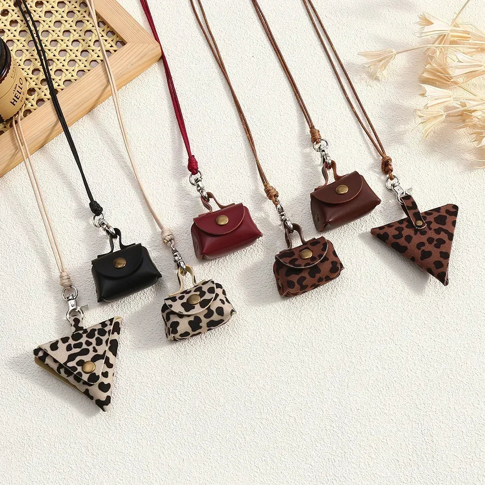 Retro Mini Leather Bag Pendant Necklace
