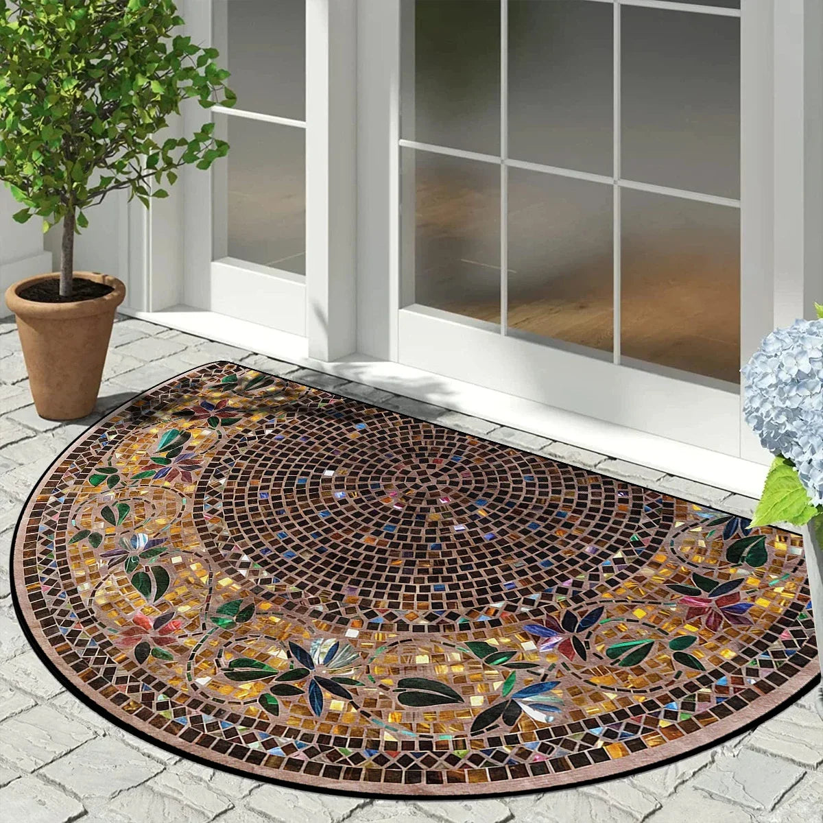VIKAMA Semi-Circular Mosaic Non-Slip Door Mat