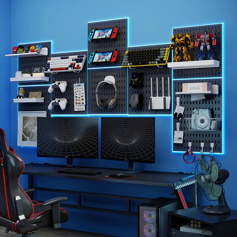 No-Drill Gaming Pegboard Wall Organizer