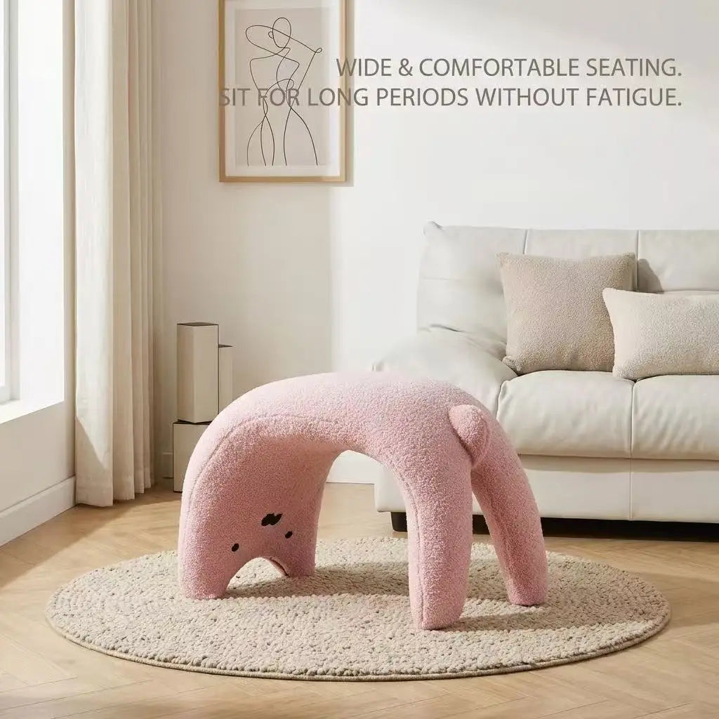 Cute Animal Plush Ottoman Stool