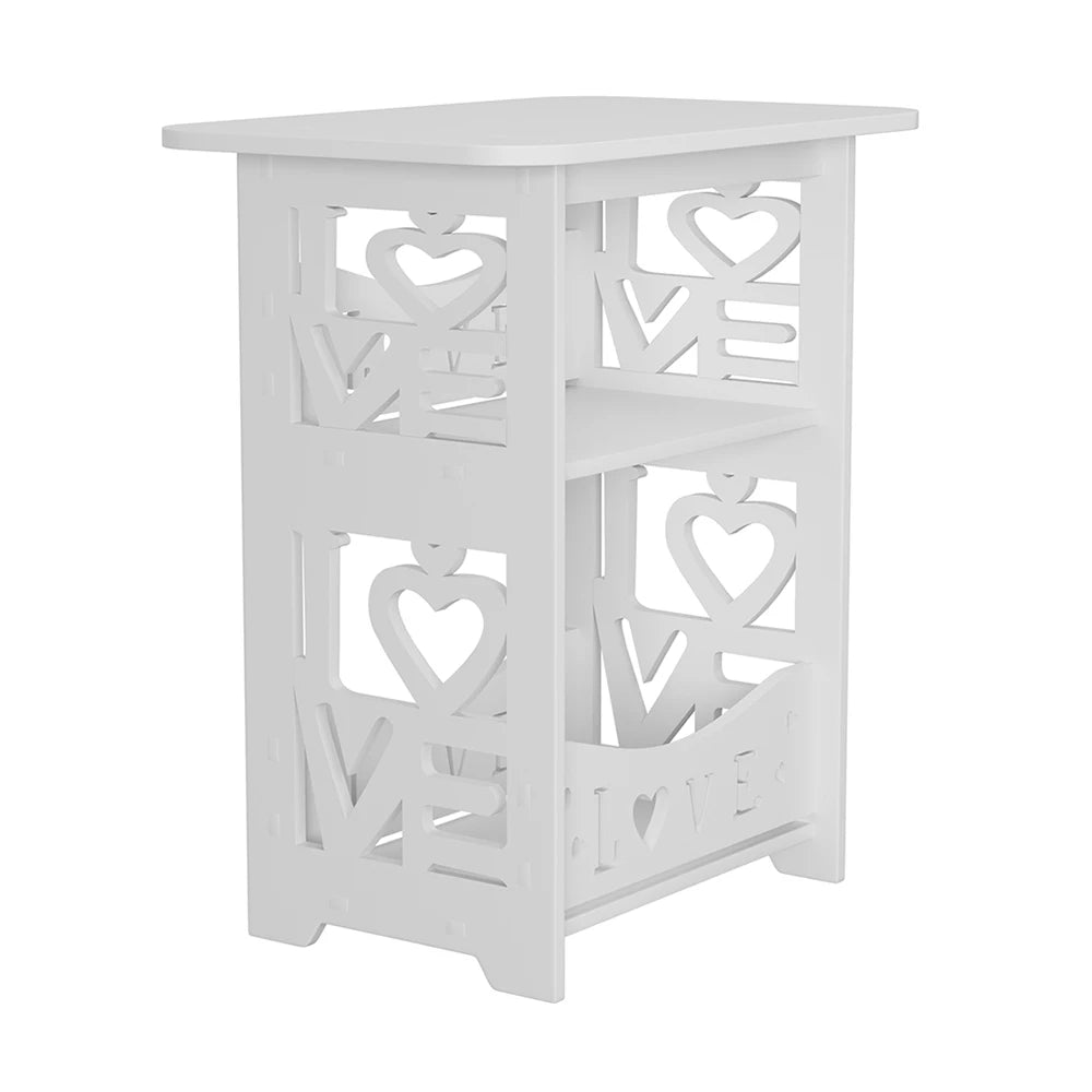 2-Tier PVC Side Table Nightstand