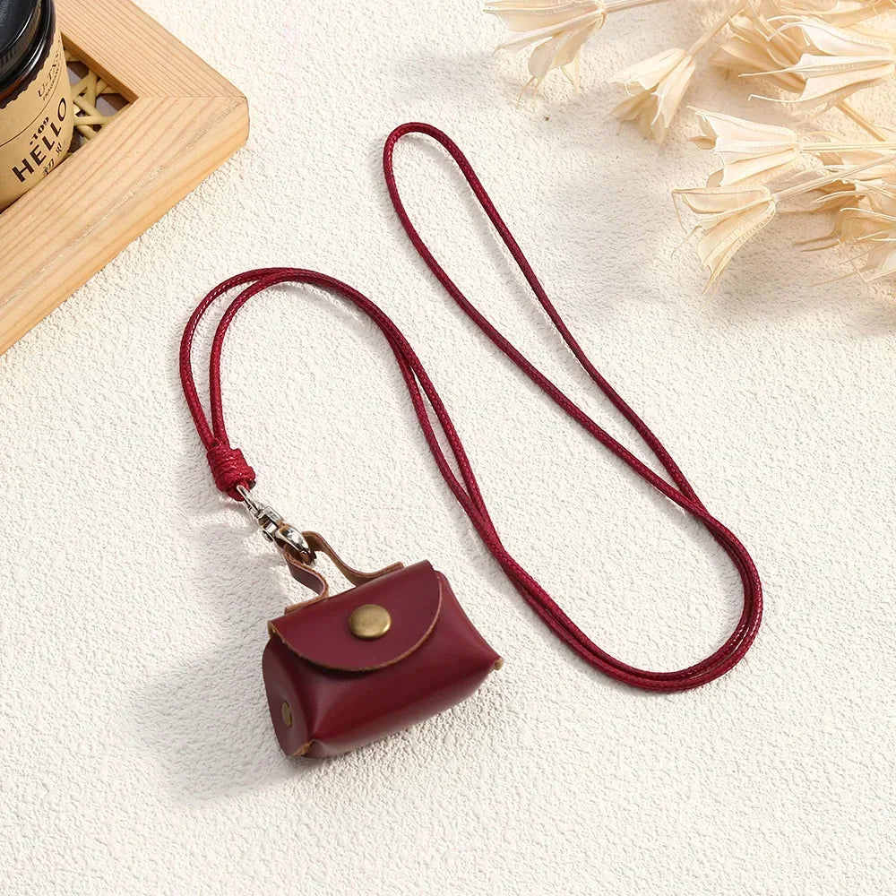 Retro Mini Leather Bag Pendant Necklace