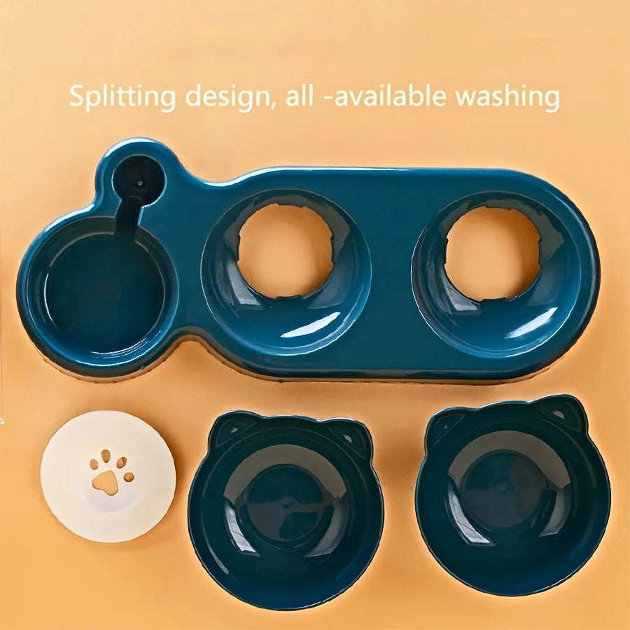 3-in-1 Cat Bowl & Gravity Water Feeder Set
