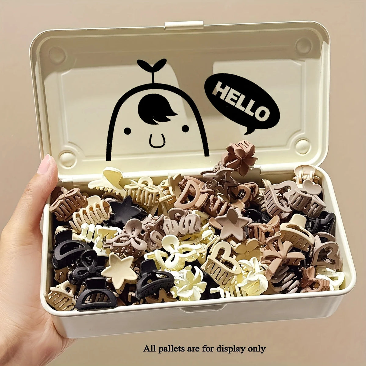 Mini Beige Hair Claw Clip Set