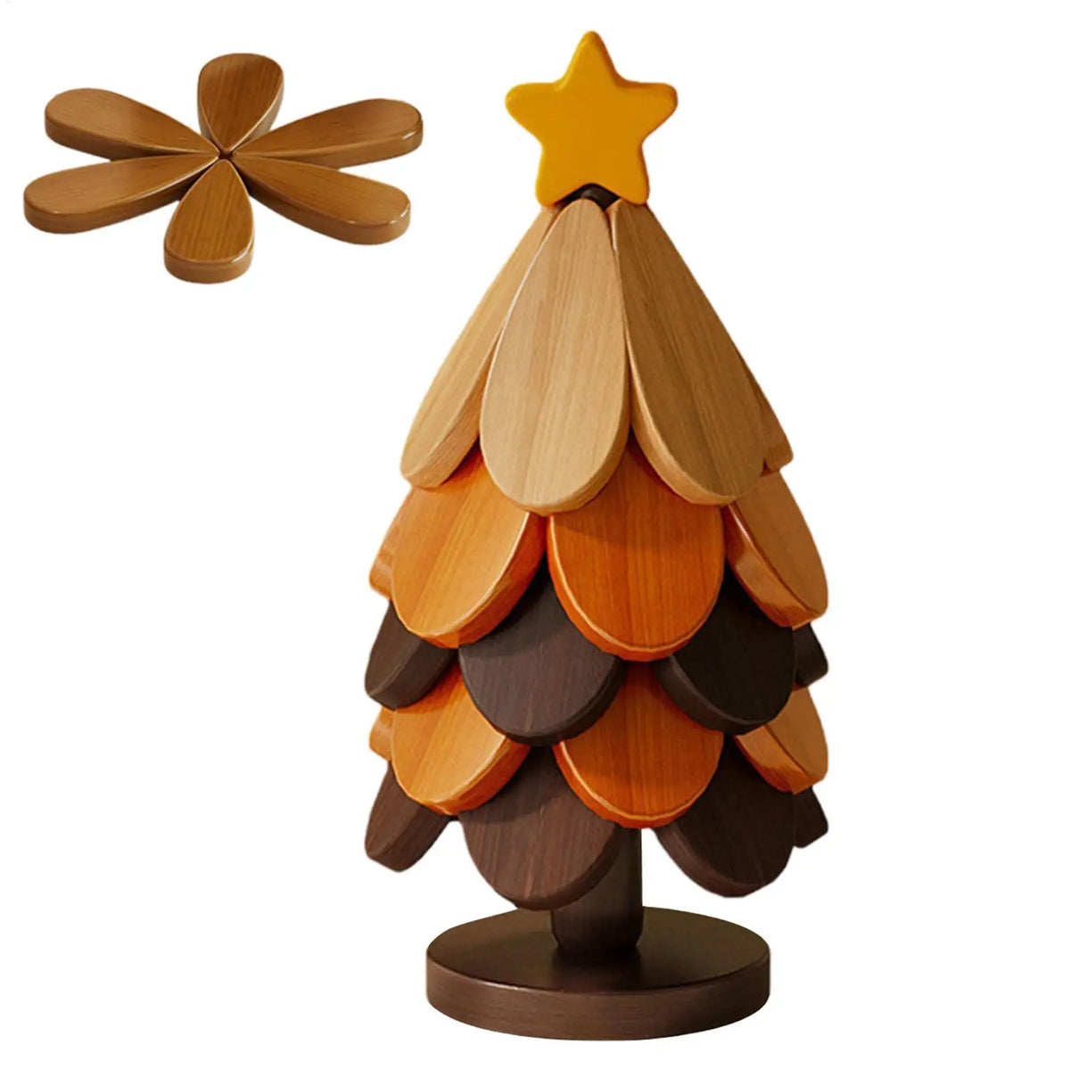 Foldable Christmas Tree Wooden Trivet Set