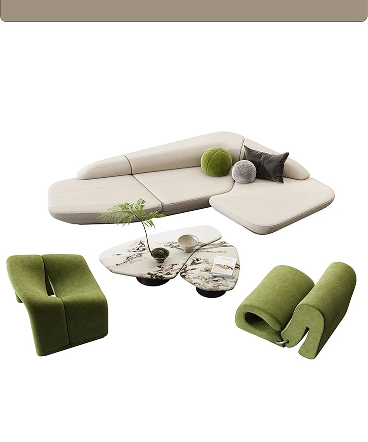 Modern Curved Lounge Sofa & Side Table Collection