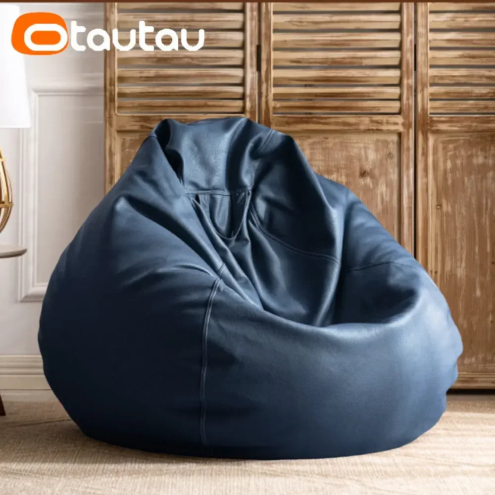 Filled 70 cm Faux Leather Bean Bag Sofa