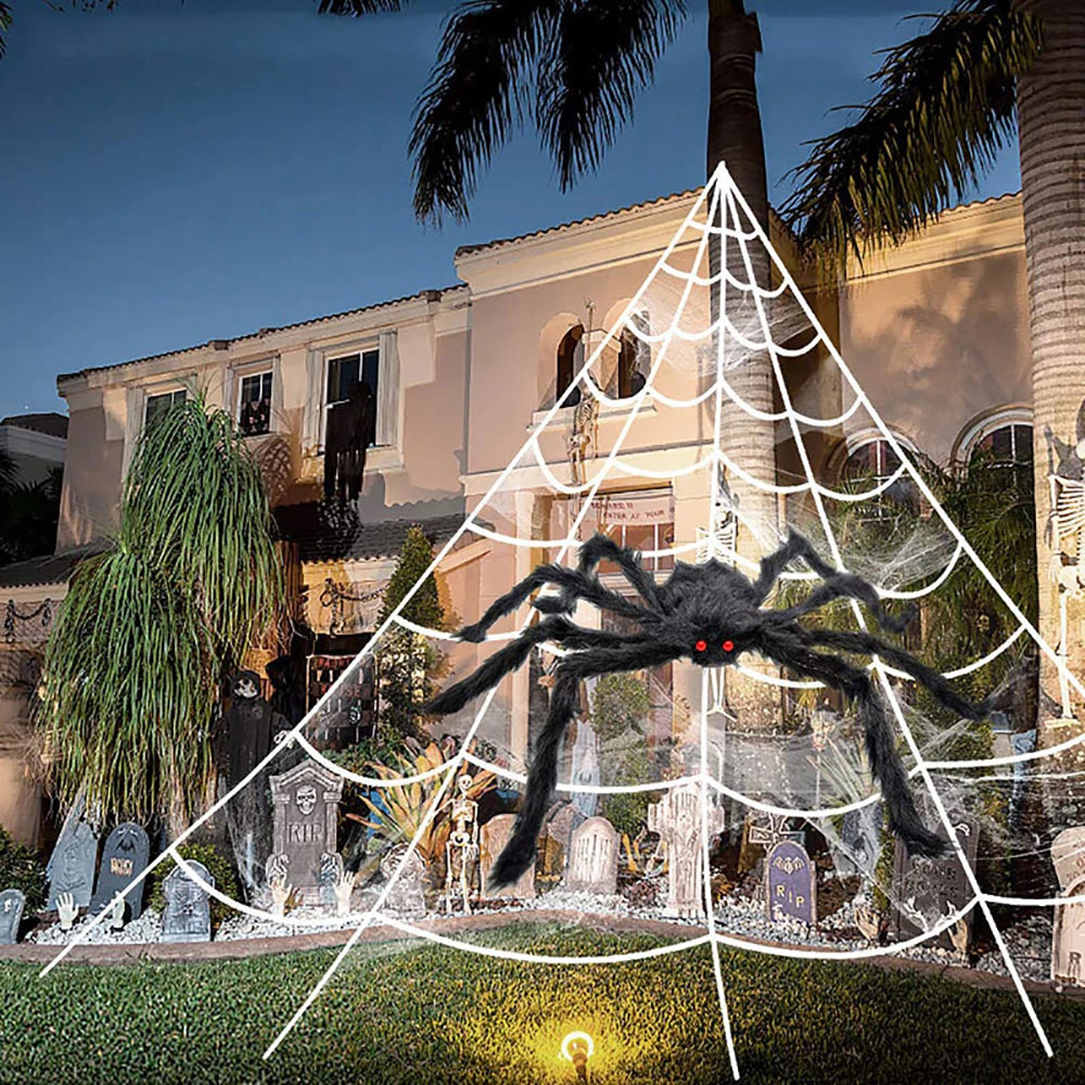 5m Plush Halloween Spider Web Decoration