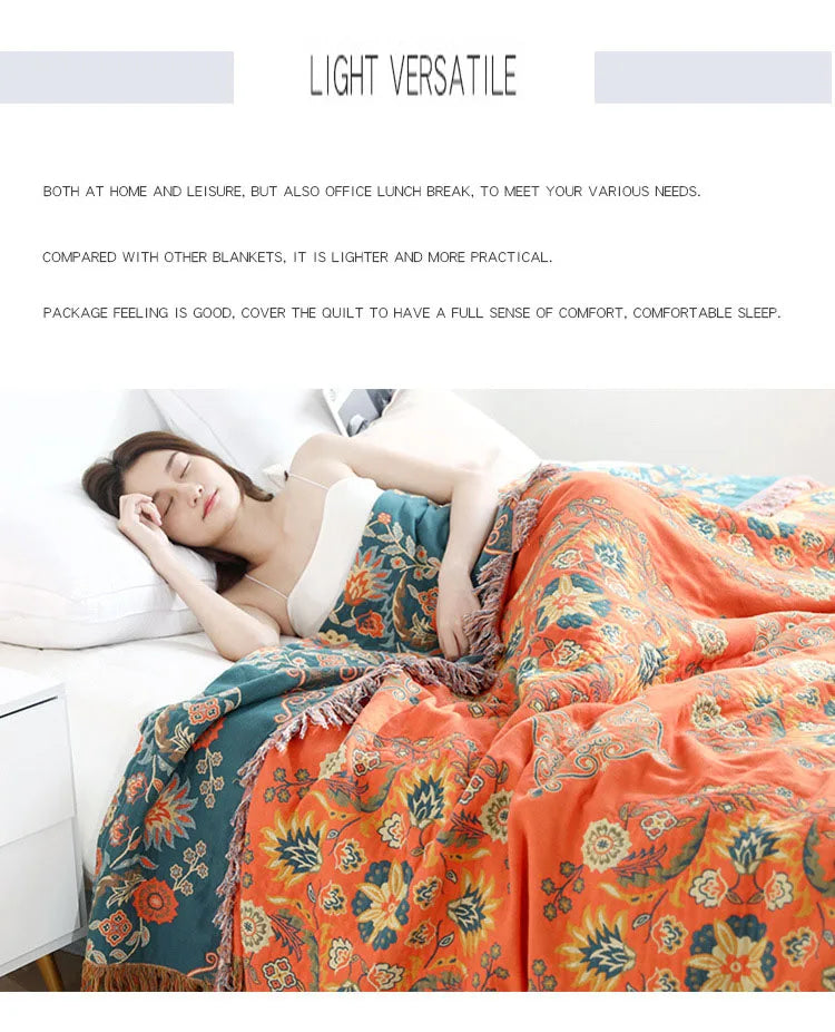 100% Cotton Double-Sided Nordic Throw Blanket