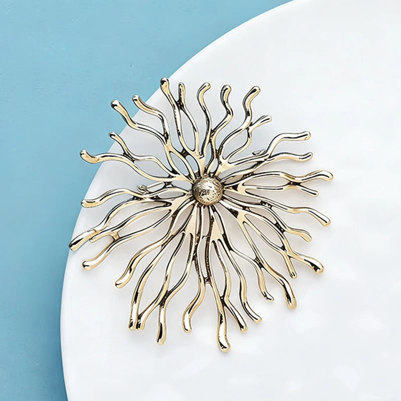 Vintage Sunburst Rhinestone Brooch