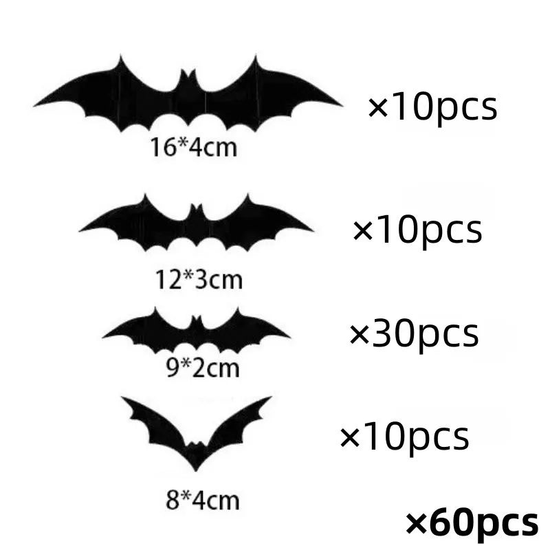3D Halloween Bat Wall Decoration Set