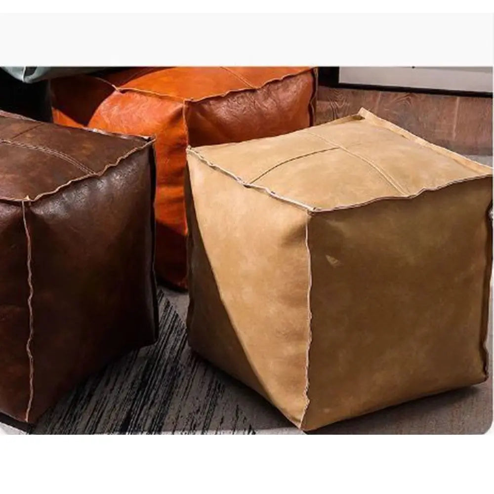 Unstuffed PU Leather Storage Ottoman Cover